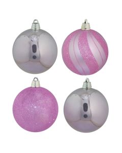 Davies Products Luxury Christmas Tree Baubles - Set of 4 - 15cm - Lilac