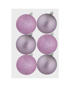 Davies Products Christmas Tree Baubles - Pack of 6 - 8cm - Lilac