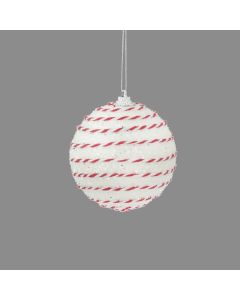 Davies Products Candy String Glitter Christmas Tree Bauble - 8cm White