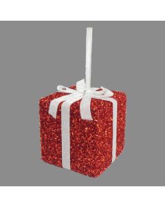 Davies Products Tinsel Gift Christmas Tree Bauble - 12cm Red