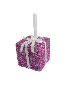 Davies Products Tinsel Gift Christmas Decoration - 10cm Pink