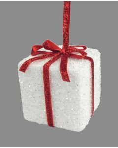 Davies Products Tinsel Gift Christmas Decoration - 10cm White