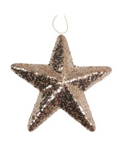 Davies Products 3D Glitter Star Christmas Tree Bauble - 19cm Rose Gold