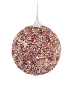 Davies Products Maxi Glitter Christmas Tree Bauble 8cm - Blush