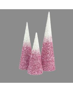 Davies Products Cones 30/38/48cm Christmas Decoration - Set of 3 - Ombre Pink
