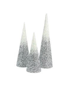 Davies Products Cones 30/38/48cm Christmas Decoration - Set of 3 - Ombre Graphite