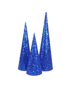 Davies Products Cones 30/38/48cm Christmas Decoration - Set of 3 - Navy