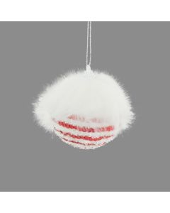 Davies Products Candy Cane Sequin Fur Christmas Tree Bauble - 8cm