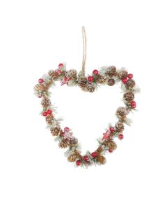 Davies Products Cone & Berry Frost Heart Christmas Decoration - 23cm