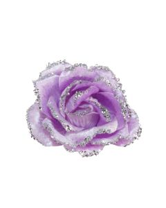 Davies Products Clip-On Velvet Rose Christmas Decoration - 10cm Lilac