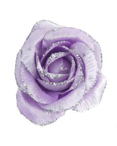 Davies Products Clip-On Velvet Rose Christmas Decoration - 15cm Lilac