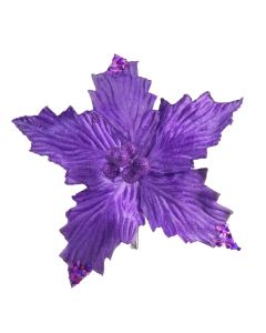 Davies Products Clip-On Poinsettia Christmas Decoration - 25cm Purple