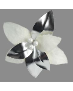Davies Products Fur & MM Flower Pick Christmas Decoration - 24cm Silver