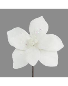 Davies Products Fur Flower Pick Christmas Decoration - 24cm White