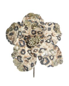 Davies Products Leopard Poinsettia Pick Christmas Decoration - 24cm