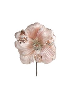 Davies Products Hibiscus Pick Christmas Decoration - 13cm Pink