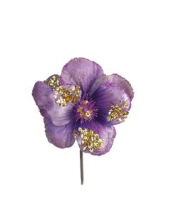 Davies Products Hibiscus Pick Christmas Decoration - 13cm Purple