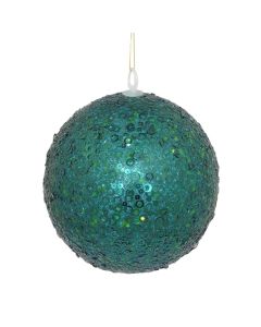 Davies Products Sequin Glitter Christmas Tree Bauble 15cm - Green/Kingfisher