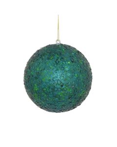 Davies Products Sequin Glitter Christmas Tree Bauble 12cm - Green/Kingfisher