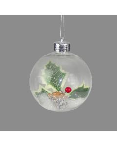 Davies Products Holly Cone & Snow Christmas Tree Bauble - 10cm