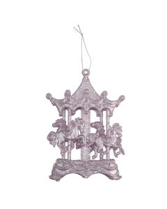 Davies Products Glitter Carousel Christmas Tree Bauble - 16cm Lilac