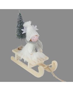 Davies Products Girl On Sleigh With Tree Christmas Decoration - 14cm x 16cm