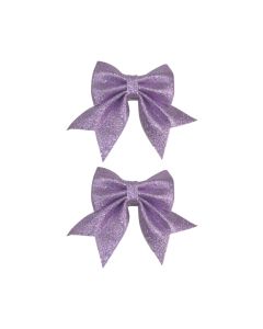 Davies Products Luxury Glitter Bows Christmas Decoration - 12cm x - 13cm Lilac