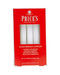Price's Candles Household Candles - White - Pack of 10