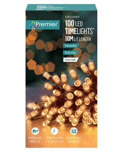 Premier 100 LED Multi Action Battery Operated TIMELIGHTS™ - Vintage Gold/Green