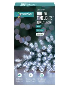 Premier 100 LED Multi Action Battery Operated TIMELIGHTS™ White/Green