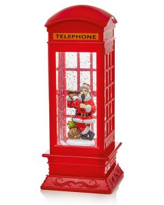 Premier Christmas Santa in Red Telephone Water Box Spinner - 27cm