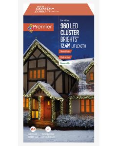 Premier Multi-Action Cluster Brights Christmas Lights with Timer - Warm White - 960 LED