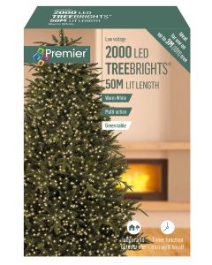 Premier Multi-Action TreeBrights Christmas Tree Lights with Timer - Warm White - 2000 LED