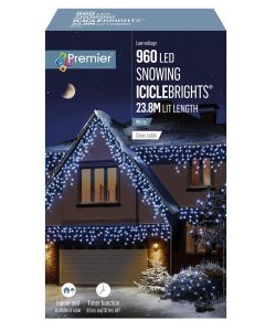 Premier Snowing Icicles With Timer - White - 960 LED