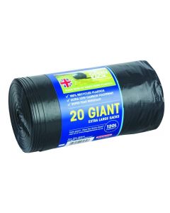 Plain Top 120L Giant Extra Large Sacks - Roll of 20