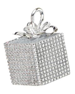 Premier Christmas Tree Silver Diamante Christmas Bauble - Square - 10cm