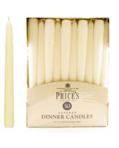 Price's Candles Tapered Dinner Candle Unwrapped - Ivory - Pack of 50