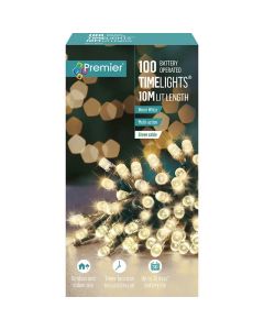 Premier 100 LED Multi Action Battery Operated TIMELIGHTS™ Warm White/Green