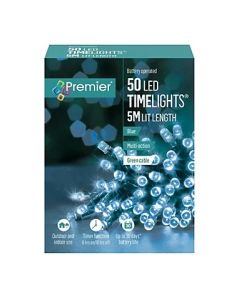 Premier Christmas Multi Action Battery Operated TIMELIGHTS™ 50 LED - Blue/Green Cable