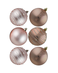Davies Products Christmas Bauble Decoration - Pearl Swirl Rose - Pack of 6 - 8cm