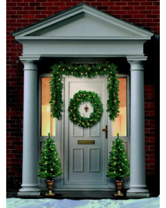 Premier Christmas Door Set, Tree, Wreath, Garland - Prelit